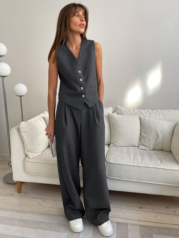 Leisure Comfort V Neck Waistcoat Pants Set