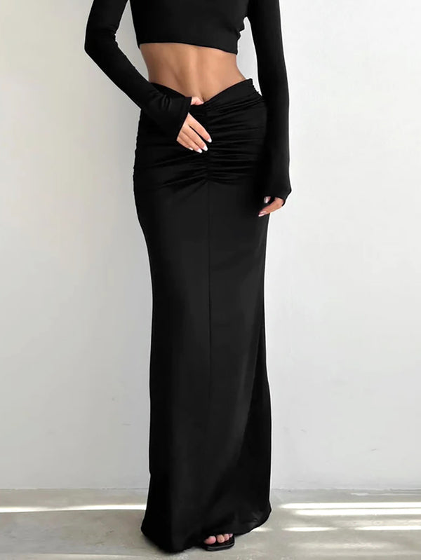 Knit Slim-fit High Waisted Mermaid Maxi Skirt