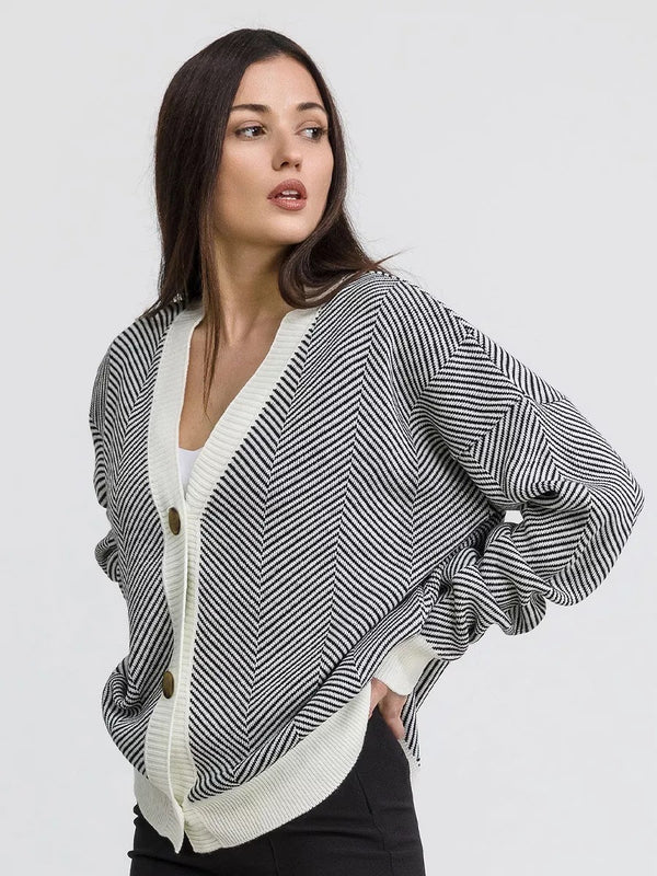 Oversized Herringbone Cardigan