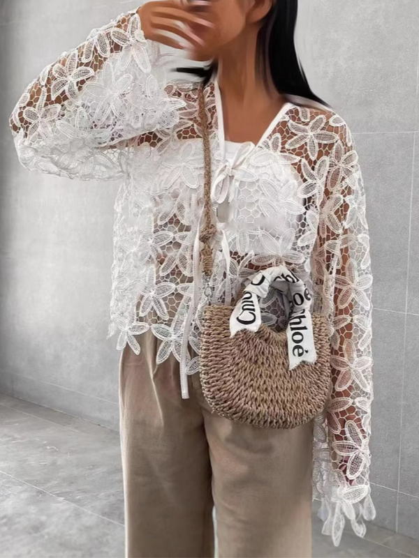 Fashionable Hollow Elegant Lace Flower Cardigan