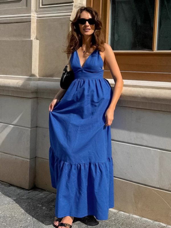 Pure Cotton Deep V Neckline Cami Long Dress