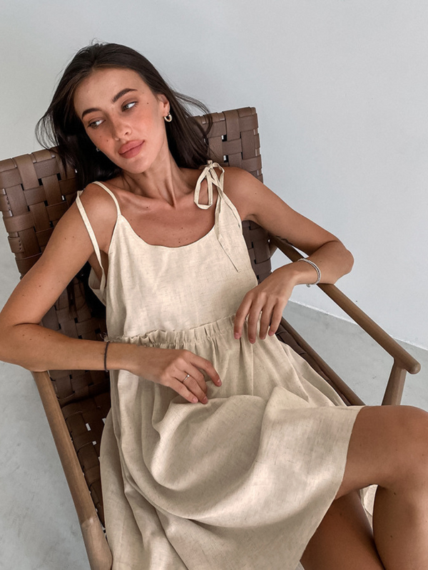 Cotton Raw Hem Cami Short Dress