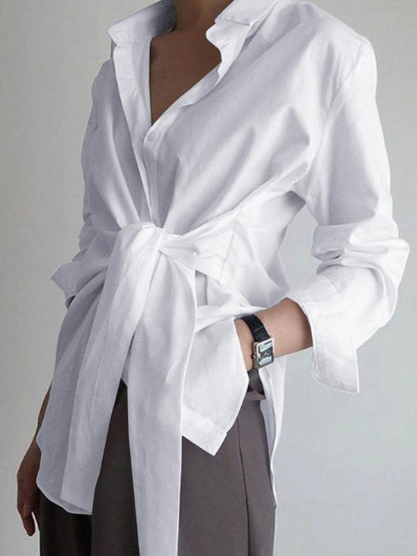 Button Down Tied Long Shirt